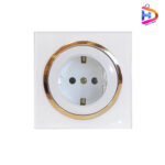 پریز برق ارت دار دلند مدل آوا پلکسی سفید زه طلایی