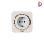 پریز برق ارت دار دلند مدل آدا سفید زه طلایی